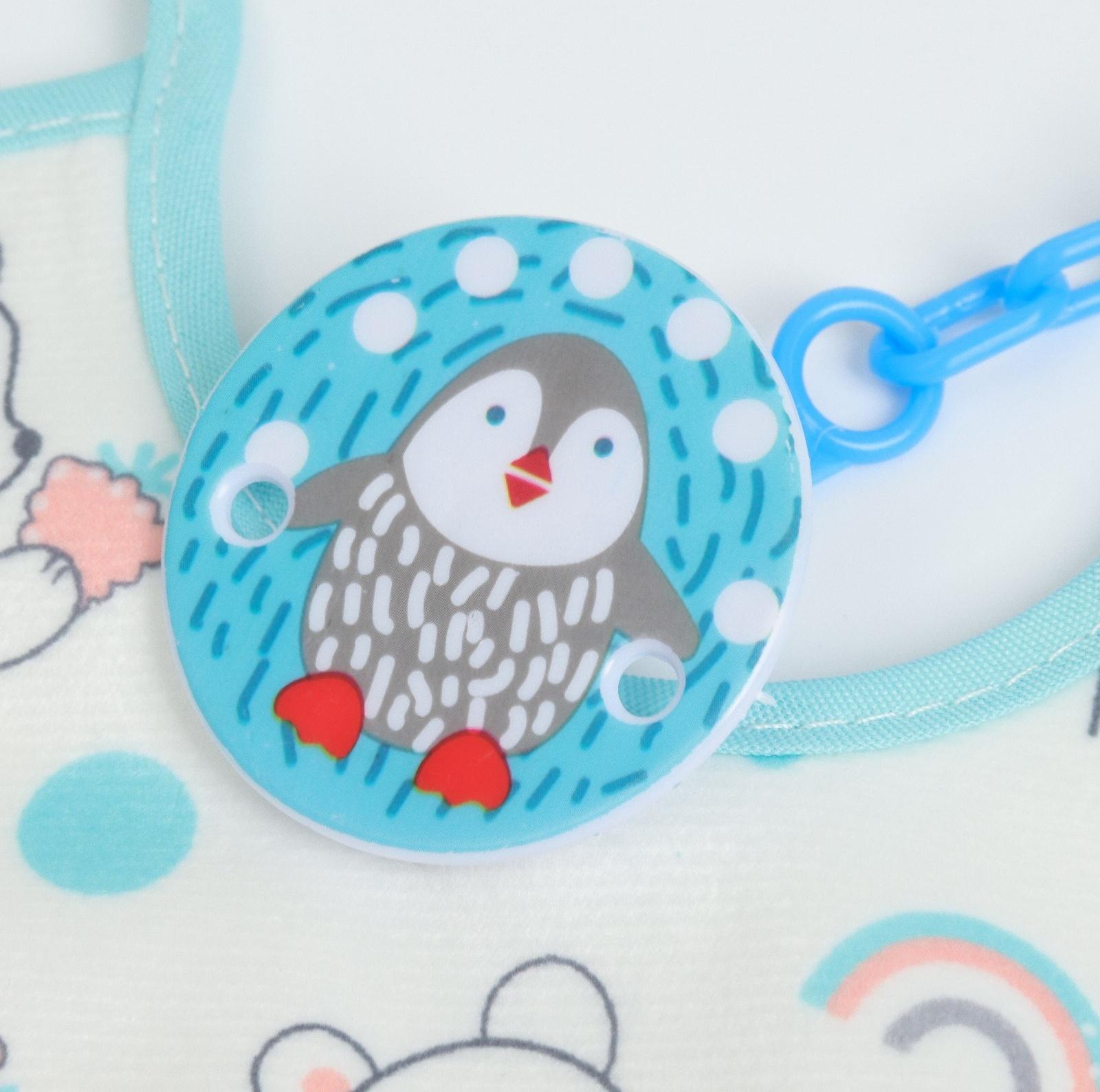 Набор: нагрудник детский 20х17, 4 шт. + подарок, Крошка Я (бирюзовый и серый)