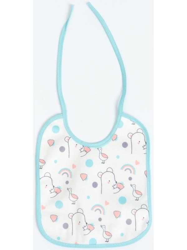 Набор: нагрудник детский 20х17, 4 шт. + подарок, Крошка Я (бирюзовый и серый)