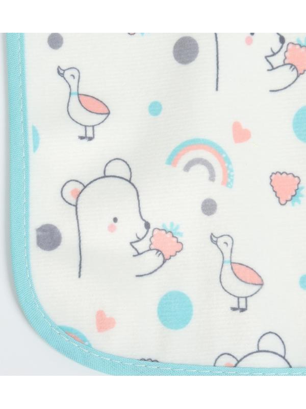 Набор: нагрудник детский 20х17, 4 шт. + подарок, Крошка Я (бирюзовый и серый)