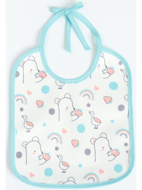 Набор: нагрудник детский 20х17, 4 шт. + подарок, Крошка Я (бирюзовый и серый)