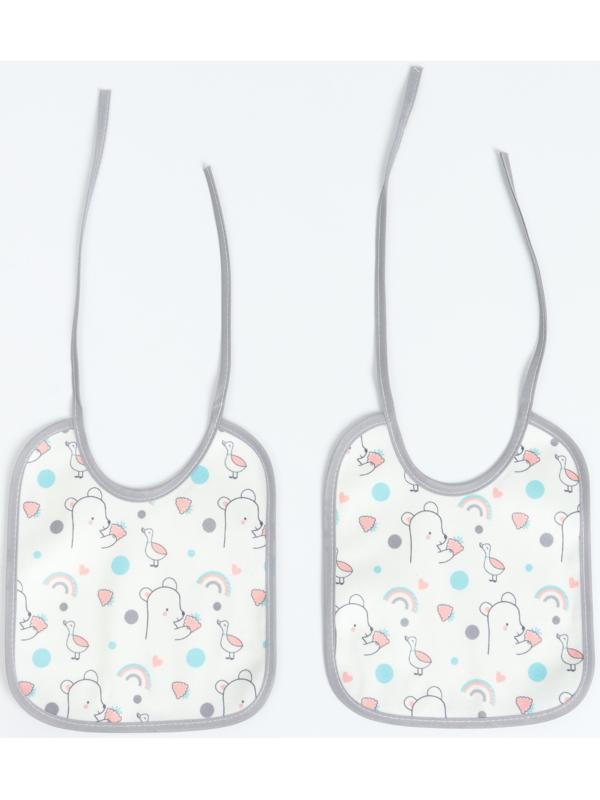 Набор: нагрудник детский 20х17, 4 шт. + подарок, Крошка Я (бирюзовый и серый)