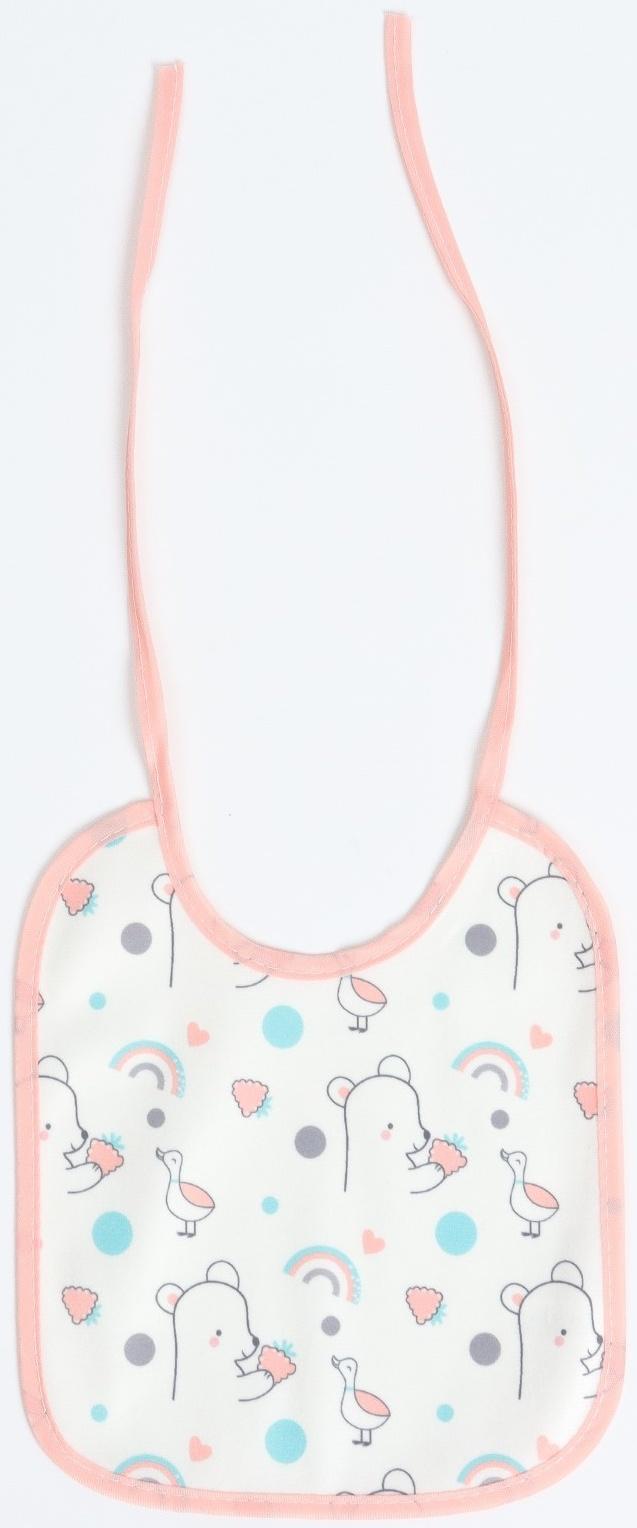 Набор: нагрудник детский 20х17, 4 шт. + подарок, Крошка Я (розовый и серый)