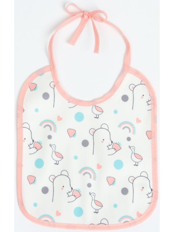 Набор: нагрудник детский 20х17, 4 шт. + подарок, Крошка Я (розовый и серый)