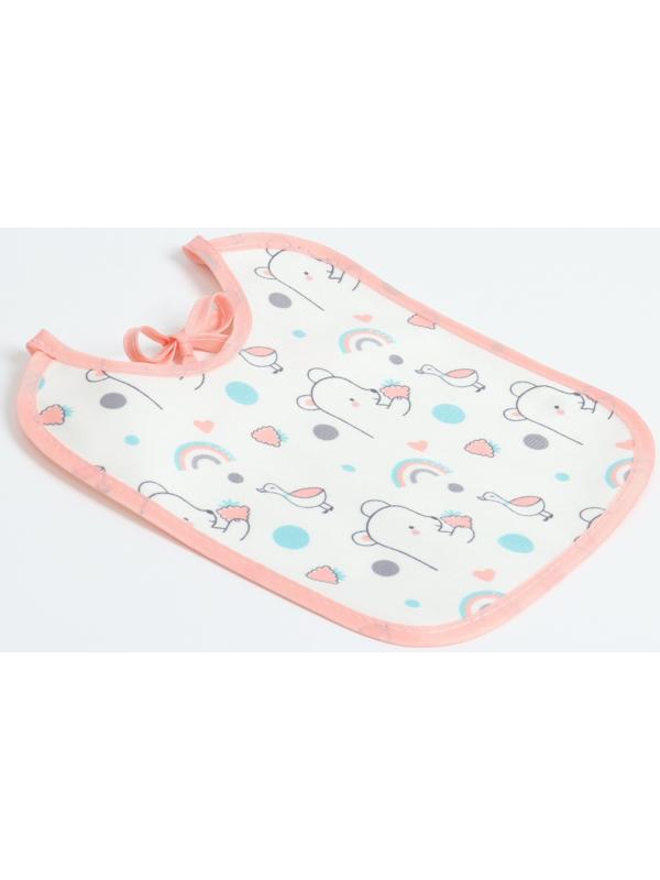 Набор: нагрудник детский 20х17, 4 шт. + подарок, Крошка Я (розовый и серый)