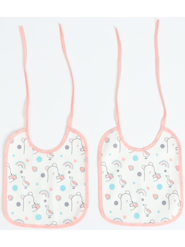 Набор: нагрудник детский 20х17, 4 шт. + подарок, Крошка Я (розовый и серый)