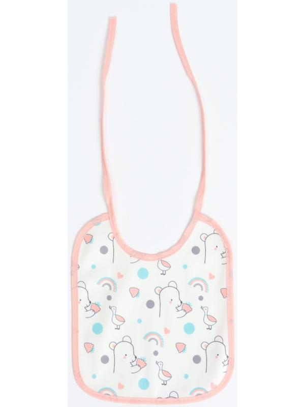 Набор: нагрудник детский 20х17, 4 шт. + подарок, Крошка Я (розовый и серый)