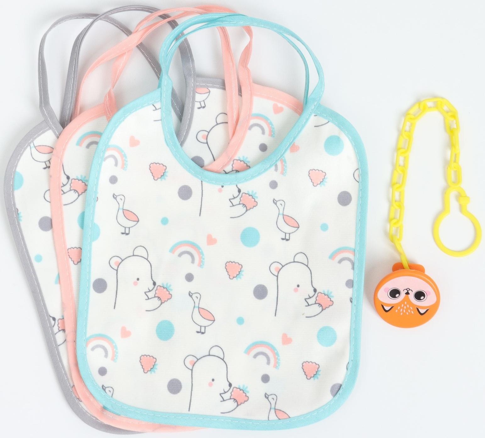 Набор: нагрудник детский Крошка Я, 17х20 см, 3 шт + подарок, Крошка Я