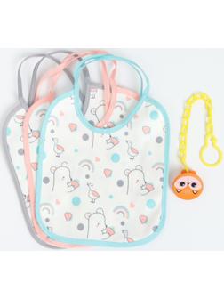 Набор: нагрудник детский Крошка Я, 17х20 см, 3 шт + подарок, Крошка Я