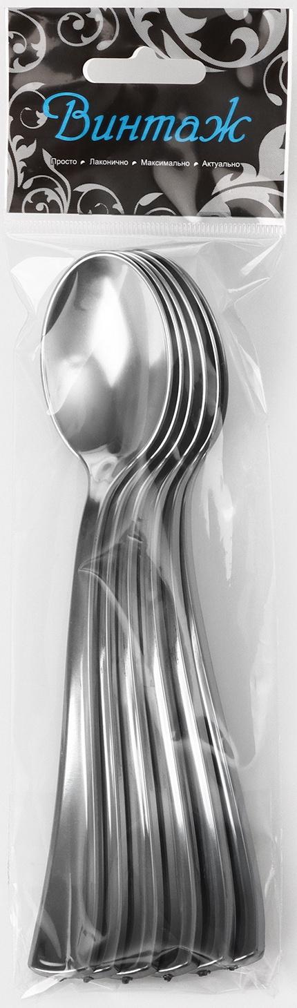 Ложка одноразовая, 17,5 см, цвет металлик, 6 шт/уп