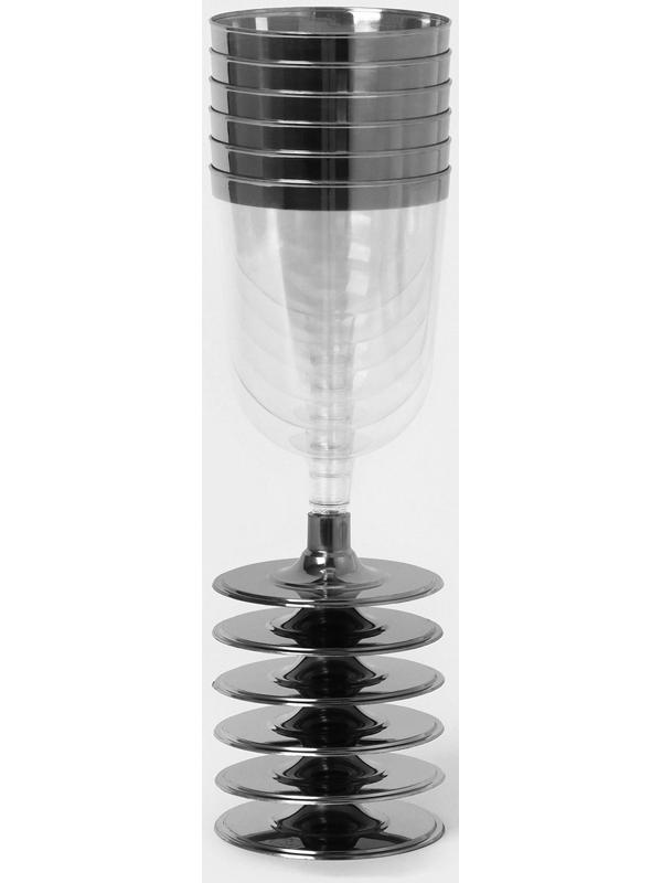 Бокал для вина «Кристалл», 200 мл, с металлизированными каемками, цвет прозрачный, 6 шт/уп