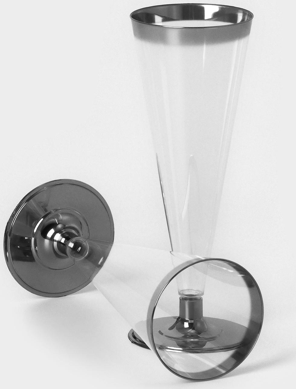 Бокал для шампанского «Флютэ», 150 мл, с металлизированными каемками, цвет прозрачный, 6 шт/уп