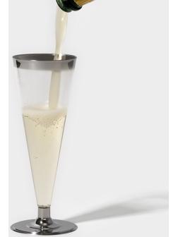 Бокал для шампанского «Флютэ», 150 мл, с металлизированными каемками, цвет прозрачный, 6 шт/уп
