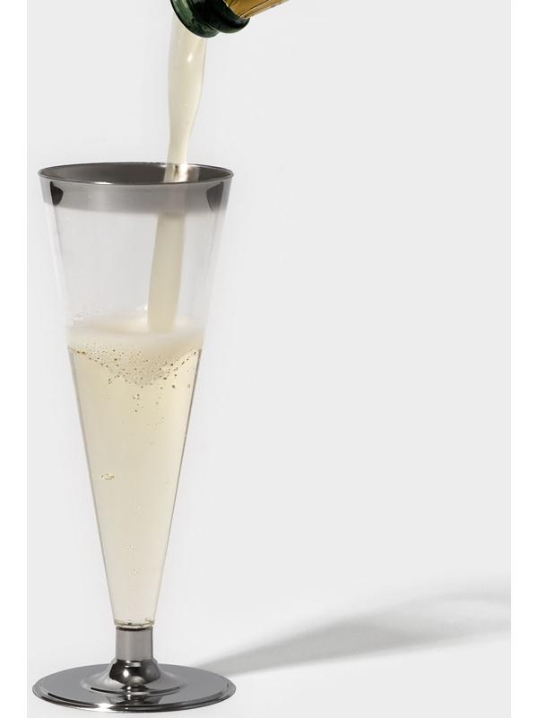 Бокал для шампанского «Флютэ», 150 мл, с металлизированными каемками, цвет прозрачный, 6 шт/уп