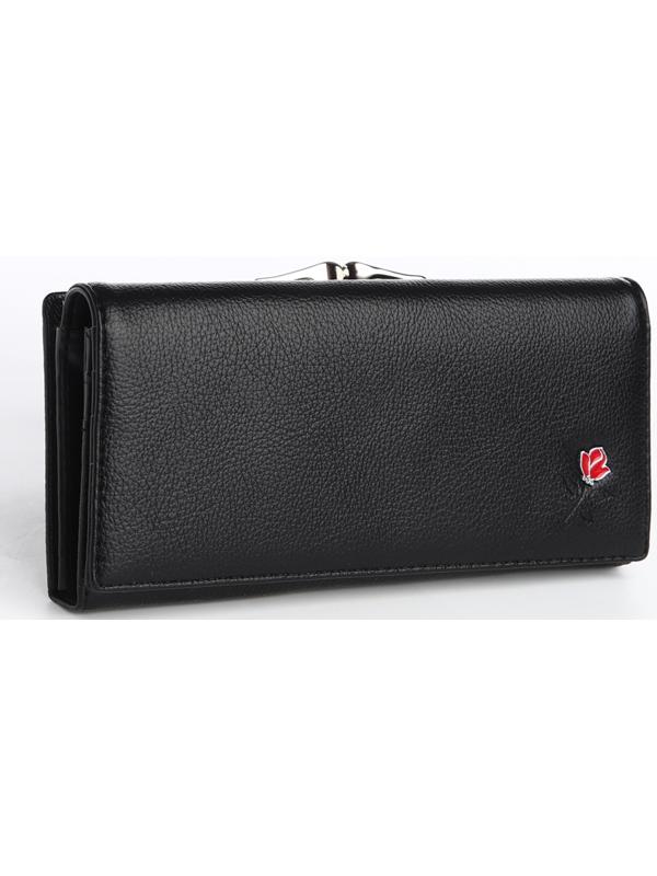 Кошелек жен 03-01-01, 18,5*4*9 см, 4 отд, отд/рамка, д/карт, д/монет, на магнитах, черный