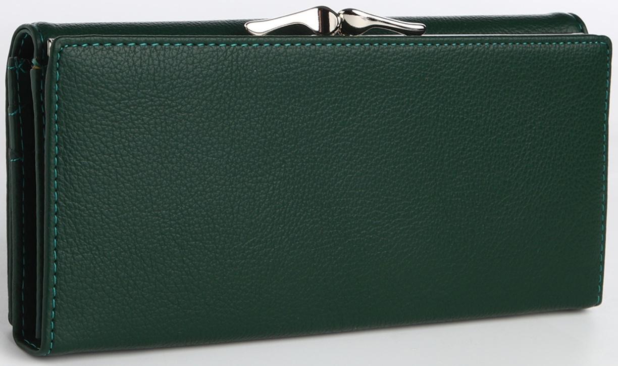 Кошелек жен 03-01-01, 18,5*4*9 см, 4 отд, отд/рамка, д/карт, д/монет, на магнитах, зеленый