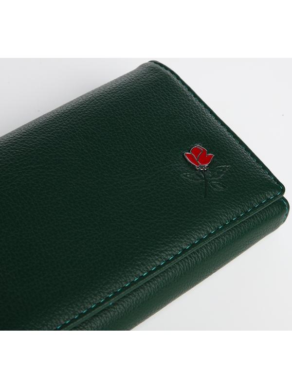 Кошелек жен 03-01-01, 18,5*4*9 см, 4 отд, отд/рамка, д/карт, д/монет, на магнитах, зеленый