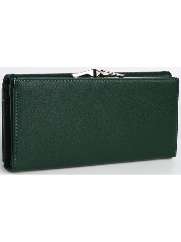 Кошелек жен 03-01-01, 18,5*4*9 см, 4 отд, отд/рамка, д/карт, д/монет, на магнитах, зеленый