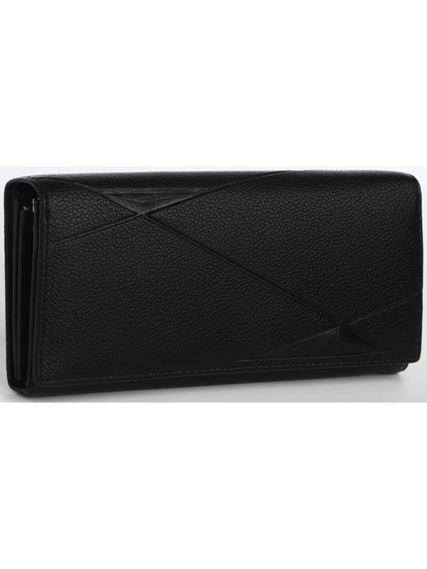 Кошелек жен 04-01-01, 18,5*4*9 см, 4 отд, отд/рамка, д/карт, д/монет, на магнитах, черный