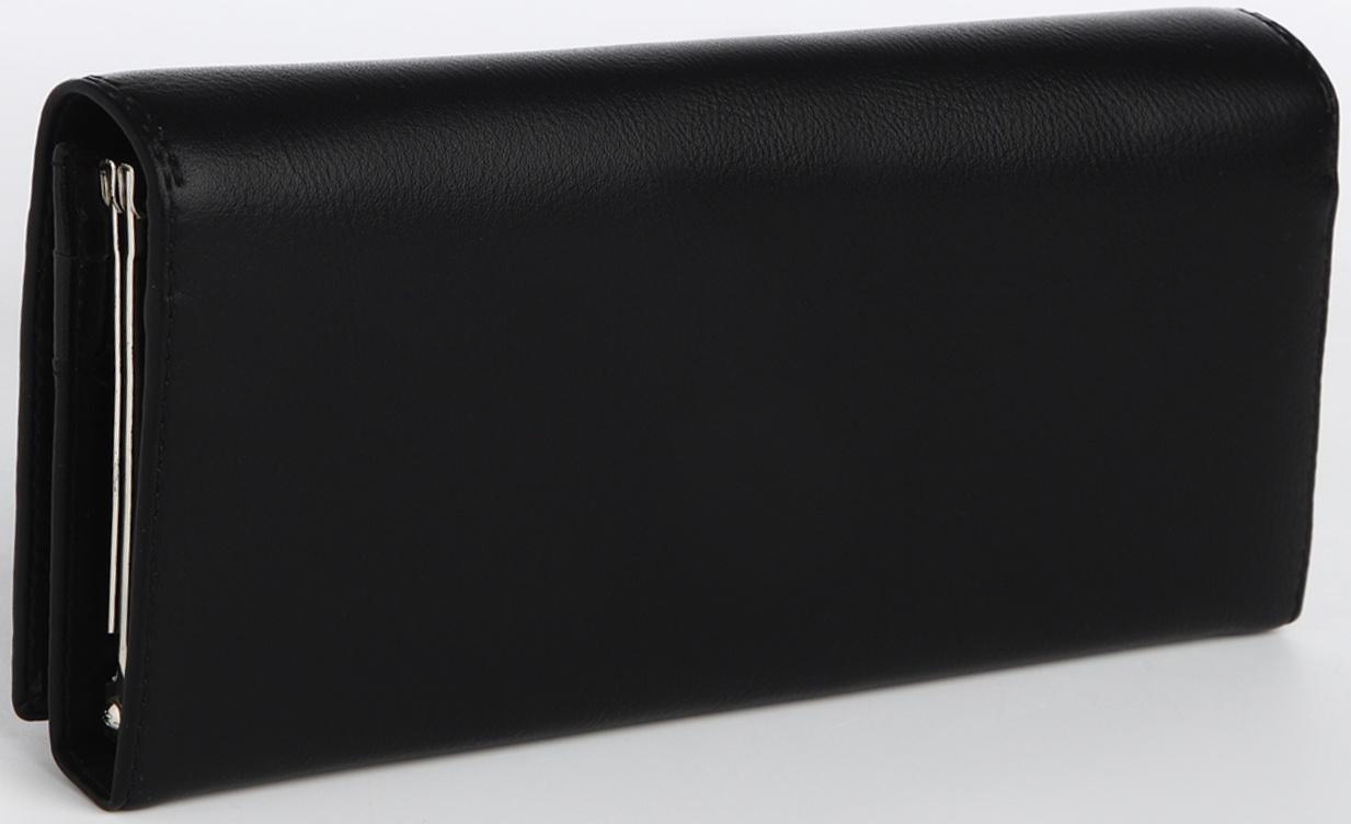 Кошелек жен 04-01-01, 18,5*4*9 см, 4 отд, отд/рамка, д/карт, д/монет, на магнитах, черный