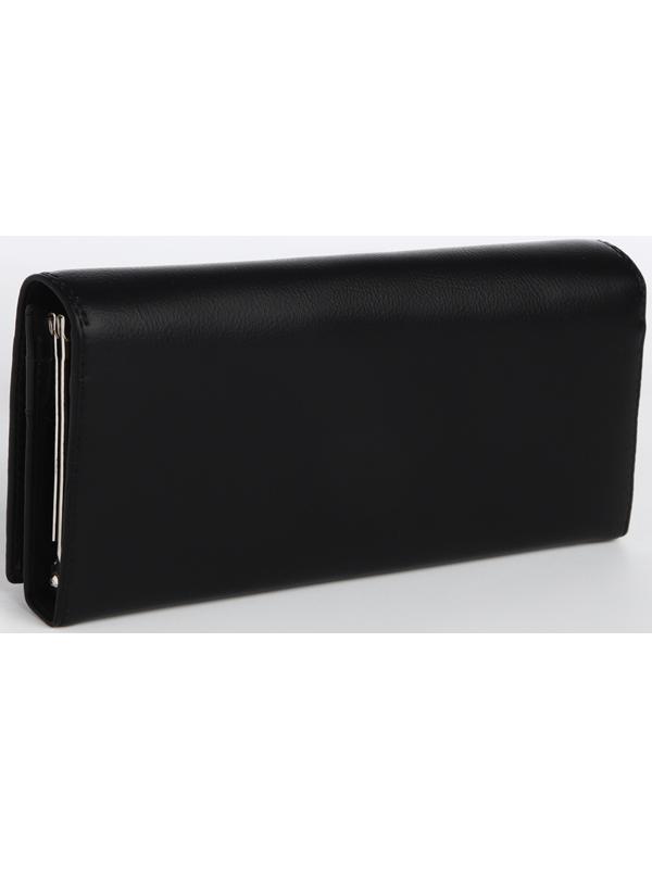 Кошелек жен 04-01-01, 18,5*4*9 см, 4 отд, отд/рамка, д/карт, д/монет, на магнитах, черный