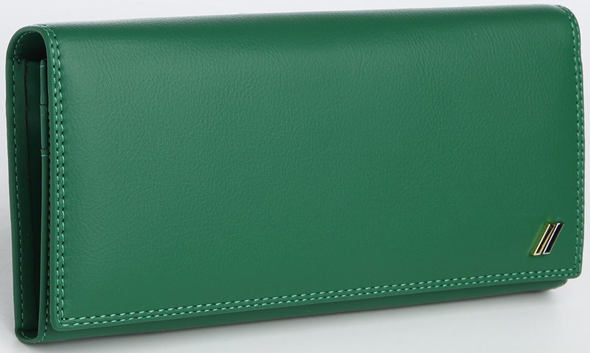 Кошелек жен 04-01-01, 18,5*4*9 см, 4 отд, отд/рамка, д/карт, д/монет, на магнитах, зеленый
