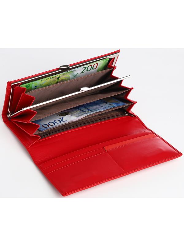 Кошелек жен 04-01-01, 18,5*4*9 см, 4 отд, отд/рамка, д/карт, д/монет, на магнитах, красный