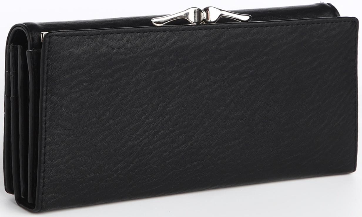 Кошелек жен 03-01-01, 18,5*4*9 см, 4 отд, отд/рамка, д/карт, д/монет, на магнитах, черный