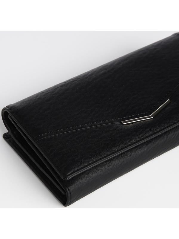 Кошелек жен 03-01-01, 18,5*4*9 см, 4 отд, отд/рамка, д/карт, д/монет, на магнитах, черный
