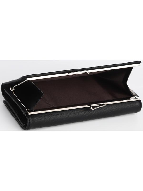 Кошелек жен 03-01-01, 18,5*4*9 см, 4 отд, отд/рамка, д/карт, д/монет, на магнитах, черный