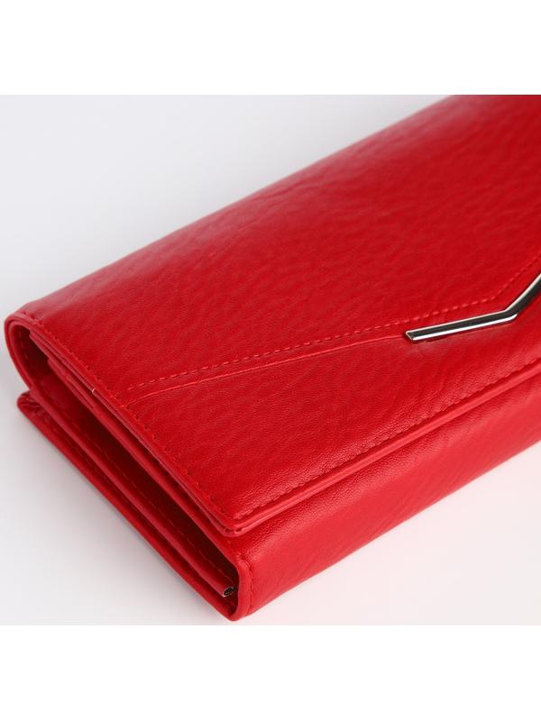 Кошелек жен 03-01-01, 18,5*4*9 см, 4 отд, отд/рамка, д/карт, д/монет, на магнитах, красный