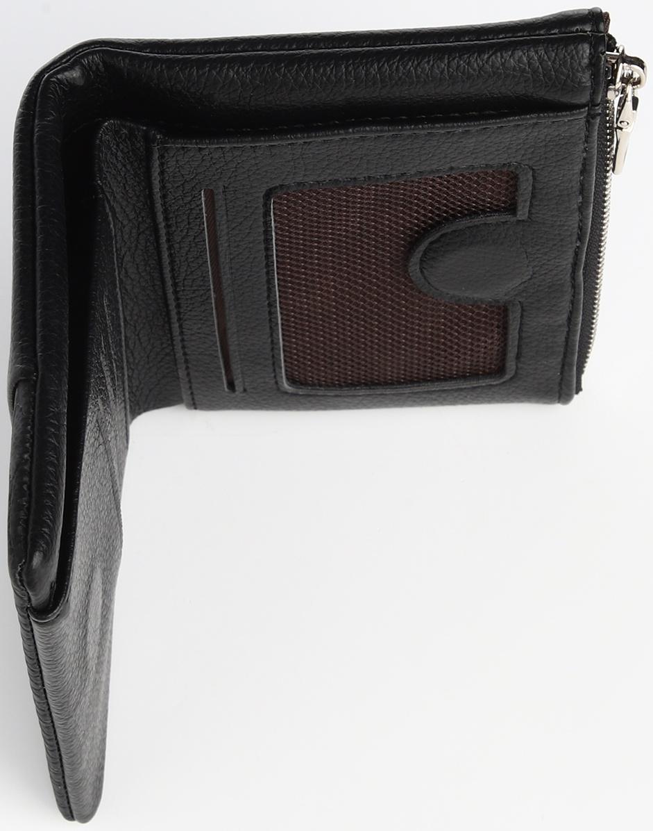 Кошелек жен 10-06-01, 13,5*2,5*9,5 см, 1 отд, 1 н/к, д/карт, д/монет, на магните, черный