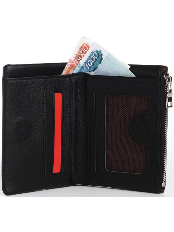 Кошелек жен 10-06-01, 13,5*2,5*9,5 см, 1 отд, 1 н/к, д/карт, д/монет, на магните, черный