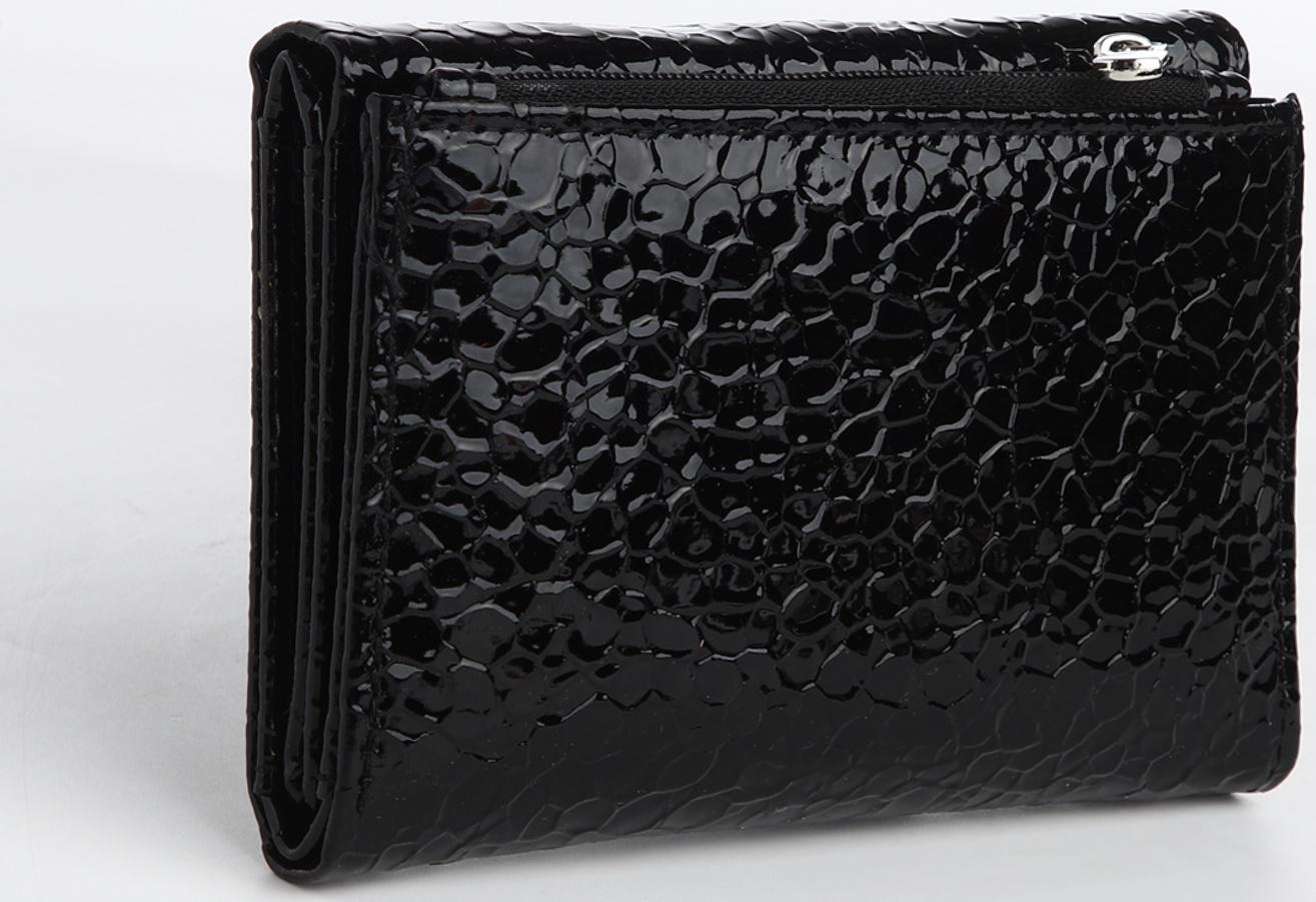 Кошелек жен 12-03-01, 12,5*2,5*9 см, 1 отд, 1 н/к, д/карт, д/монет, на магните, черный