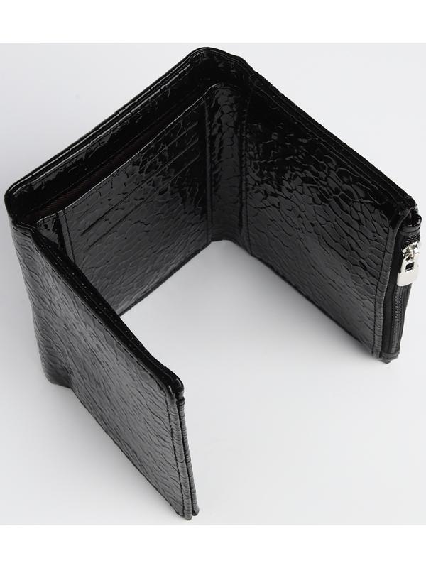 Кошелек жен 12-03-01, 12,5*2,5*9 см, 1 отд, 1 н/к, д/карт, д/монет, на магните, черный