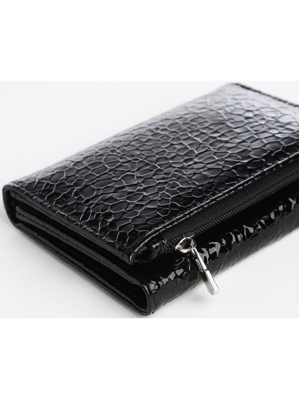 Кошелек жен 12-03-01, 12,5*2,5*9 см, 1 отд, 1 н/к, д/карт, д/монет, на магните, черный