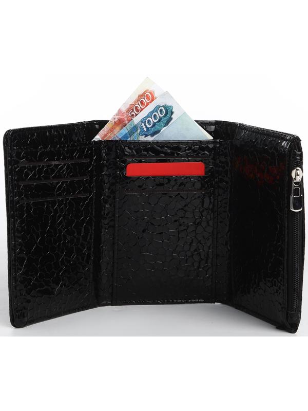 Кошелек жен 12-03-01, 12,5*2,5*9 см, 1 отд, 1 н/к, д/карт, д/монет, на магните, черный