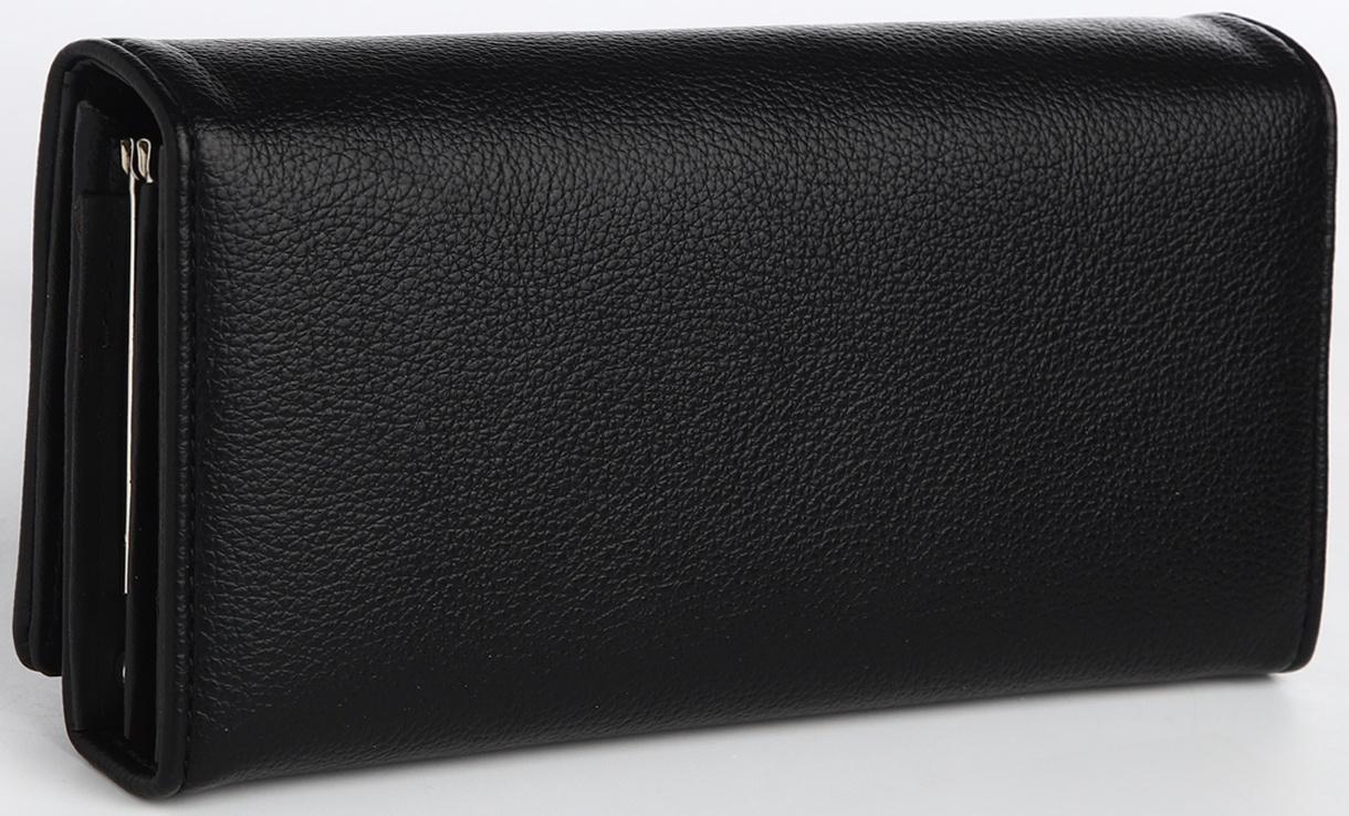 Кошелек жен 04-01-01, 18,5*3,5*8,5 см, 4 отд,  отд/рамка, д/карт, д/монет, на кнопке, черный 1038846