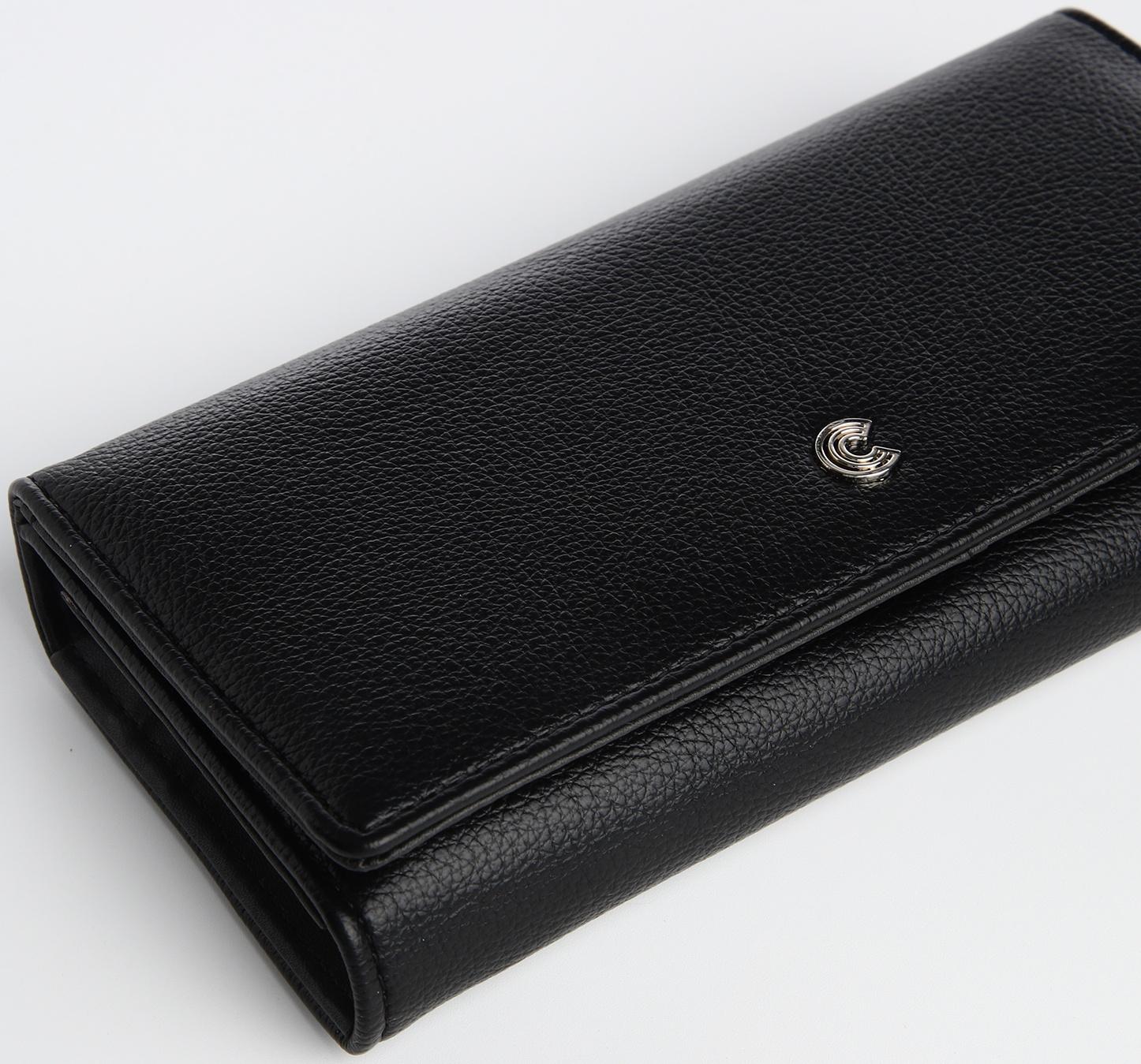 Кошелек жен 04-01-01, 18,5*3,5*8,5 см, 4 отд,  отд/рамка, д/карт, д/монет, на кнопке, черный 1038846