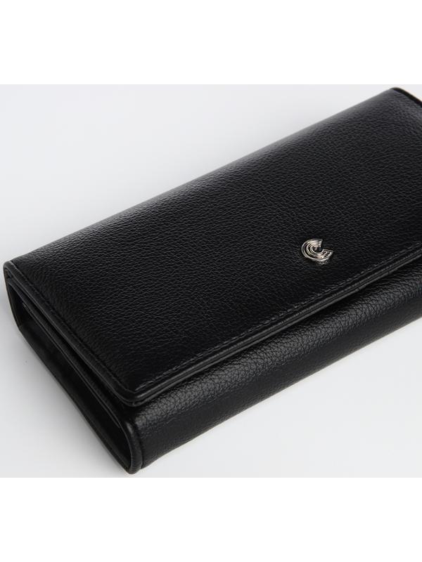 Кошелек жен 04-01-01, 18,5*3,5*8,5 см, 4 отд,  отд/рамка, д/карт, д/монет, на кнопке, черный 1038846