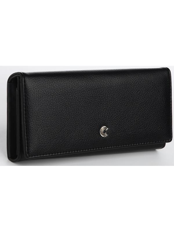 Кошелек жен 04-01-01, 18,5*3,5*8,5 см, 4 отд,  отд/рамка, д/карт, д/монет, на кнопке, черный 1038846