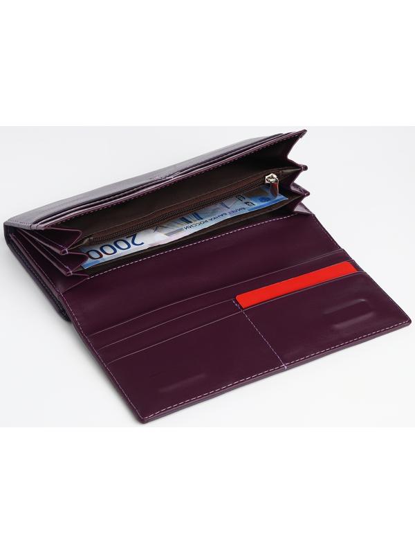 Кошелек жен 03-01-01, 18,5*4*9 см, 4 отд, отд/рамка, д/карт, д/монет, на магнитах, фиолет