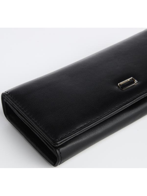 Кошелек жен 06-01-01, 18,5*3,5*8,5 см, 4 отд, д/карт, д/монет, на кнопке, черный