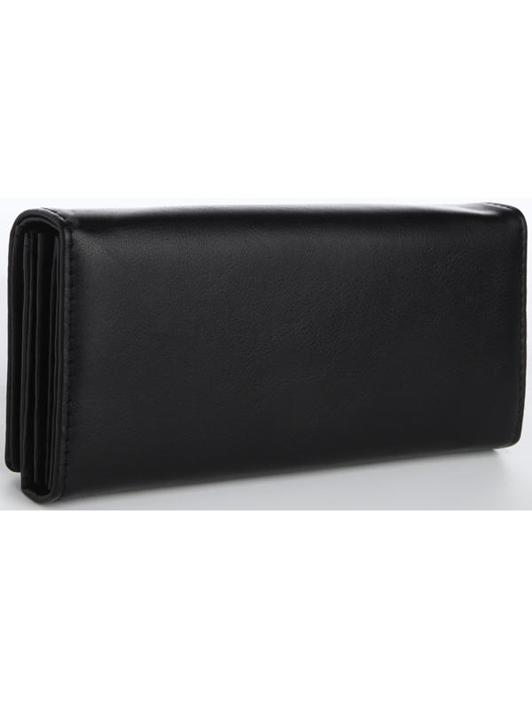 Кошелек жен 06-01-01, 18,5*3,5*8,5 см, 4 отд, д/карт, д/монет, на кнопке, черный