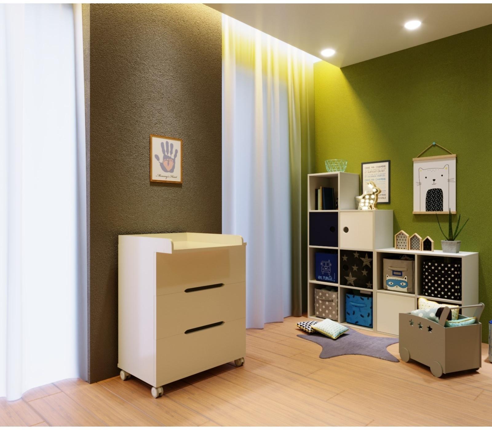 Комод пеленальный Anniken ЕCCO (МДФ) 800/3, белый стойки белые