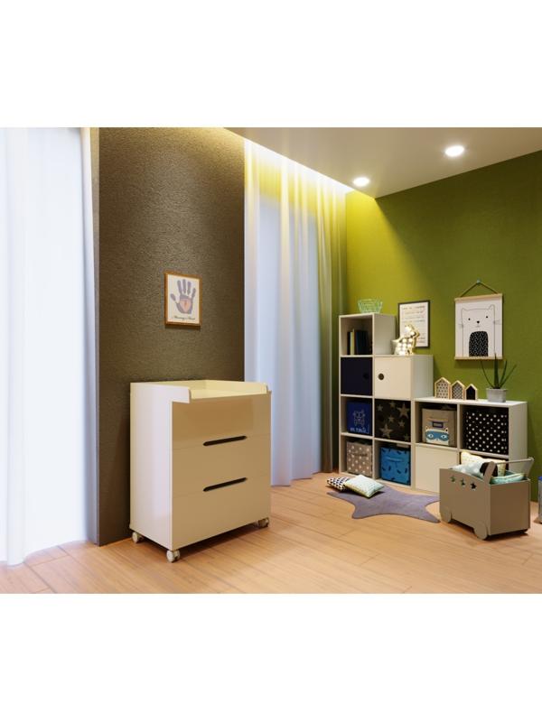 Комод пеленальный Anniken ЕCCO (МДФ) 800/3, белый стойки белые