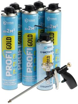 Набор PROFIGOLD, 5 баллонов утеплителя, 1 баллон очистителя, 1 пистолет