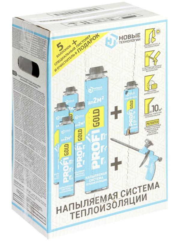 Набор PROFIGOLD, 5 баллонов утеплителя, 1 баллон очистителя, 1 пистолет