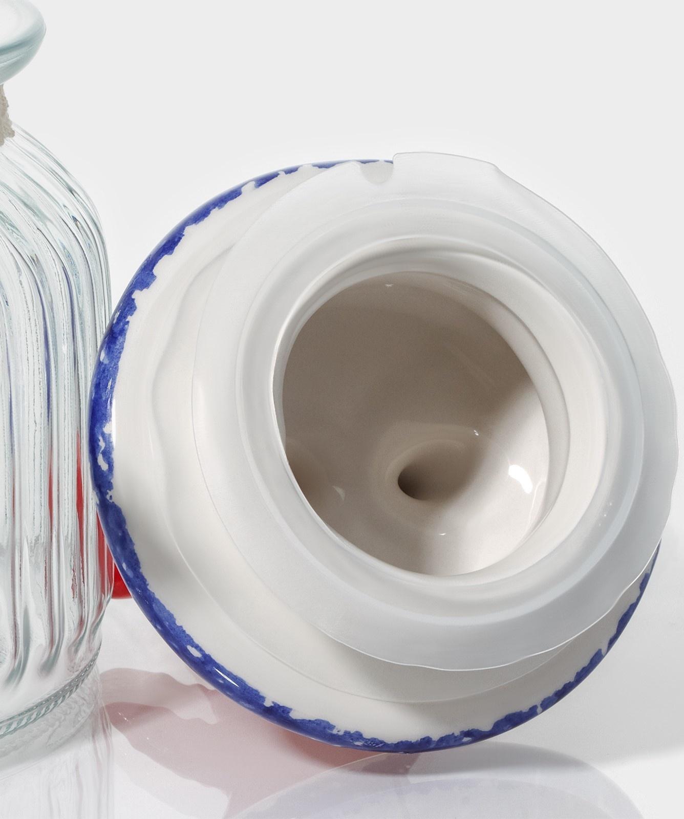 Банка стеклянная для сыпучих продуктов с керамической крышкой Доляна «Морская звезда», 600 мл, 11×19 см