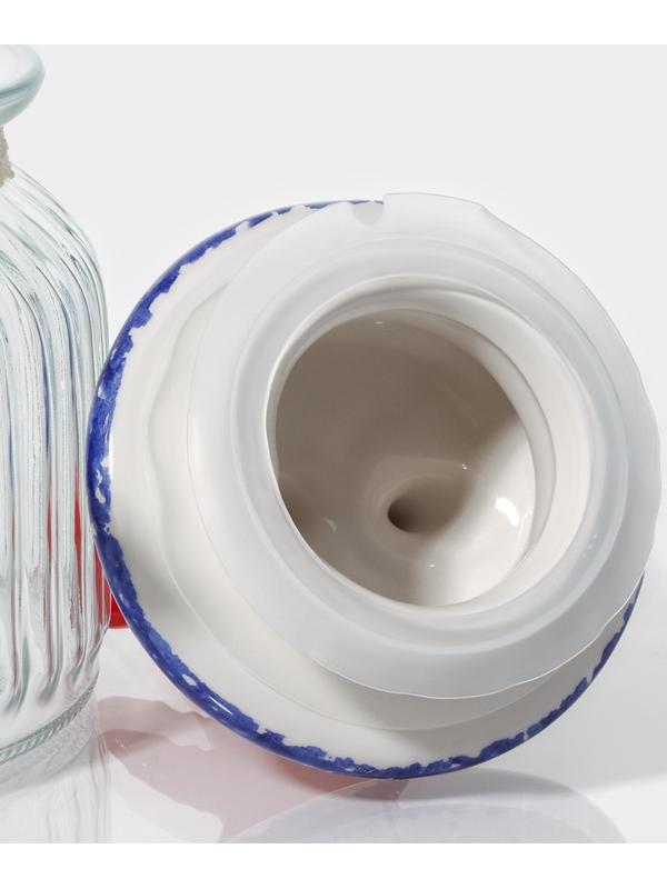 Банка стеклянная для сыпучих продуктов с керамической крышкой Доляна «Морская звезда», 600 мл, 11×19 см