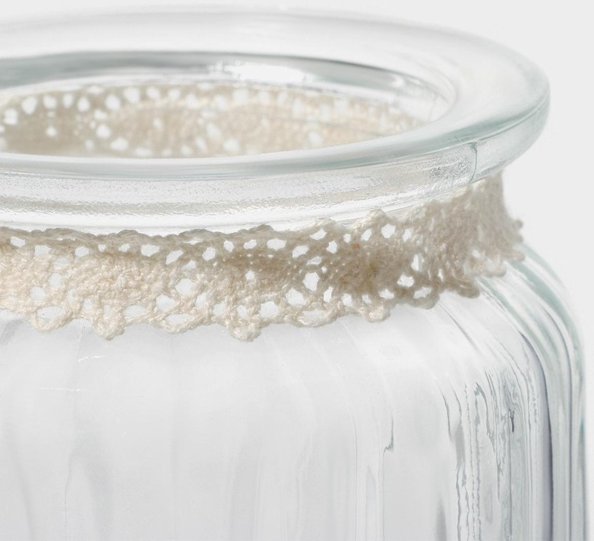 Банка стеклянная для сыпучих продуктов с керамической крышкой Доляна «Клубника», 250 мл, 8×13 см